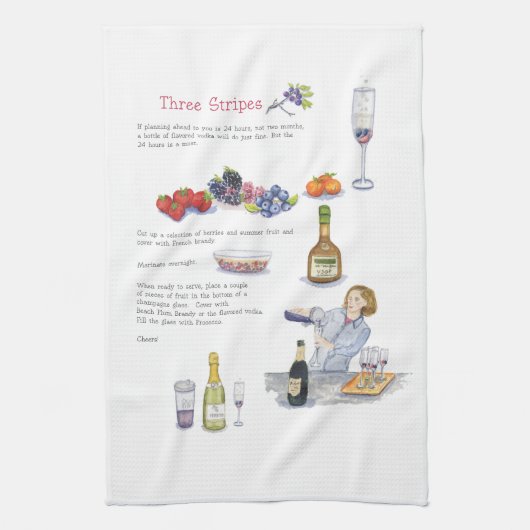 serviette de barre de cocktail de trois rayures (Vertical)