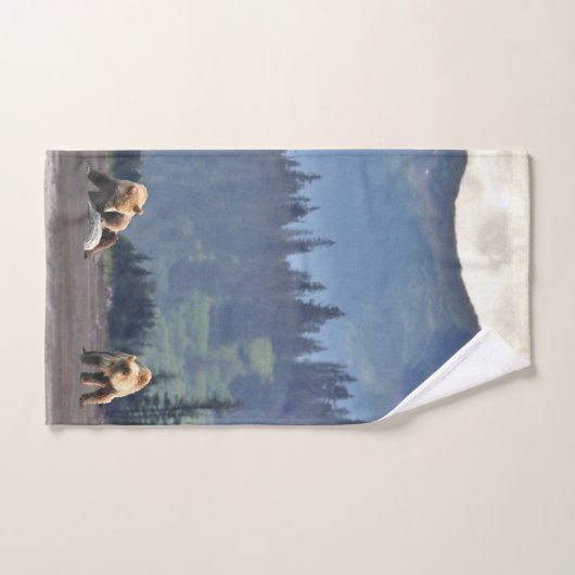 Serviette de Bath réglée avec des ours gris et des (Serviette à main)