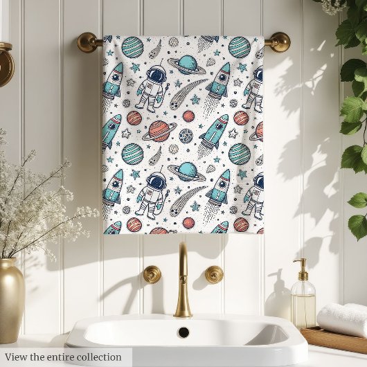 Serviette de cadeau d'aventure de fusée pour la dé