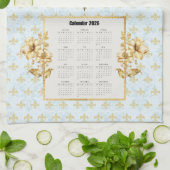 Serviette de calendrier 2026 Bleu Fleur de Lis Par (Plié)