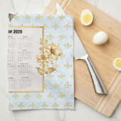 Serviette de calendrier 2026 Bleu Fleur de Lis Par (Quart Plié)