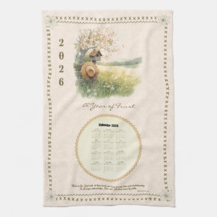 Serviette de calendrier 2026 chrétien Pastel Scène
