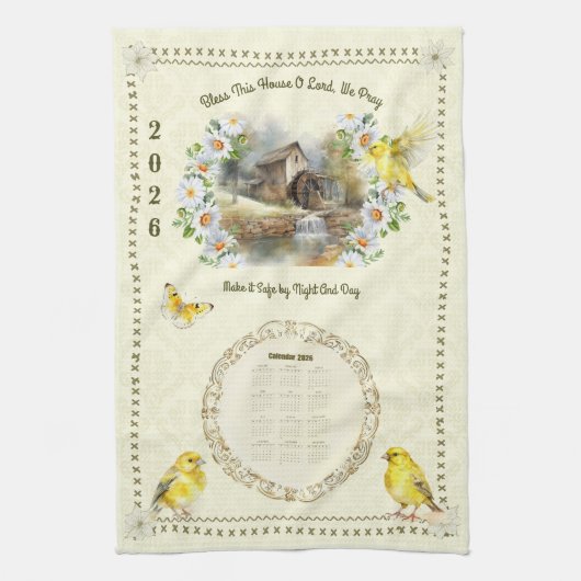 Serviette de calendrier 2026 Cuisine Prière Maison (Vertical)