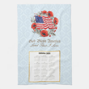 Serviette de calendrier 2026 Dieu bénisse l'Amériq