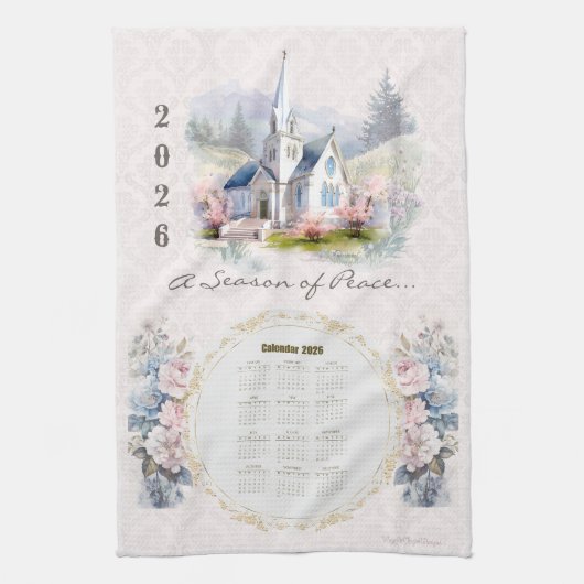 Serviette de calendrier 2026 Église Une saison de (Vertical)