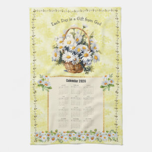 Serviette de calendrier 2026 Marguerite jaune Cade