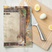 Serviette de calendrier 2026 Petits écureuils mign (Quart Plié)