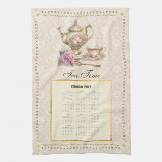 Serviette de calendrier 2026 Thé ou message person (Vertical)