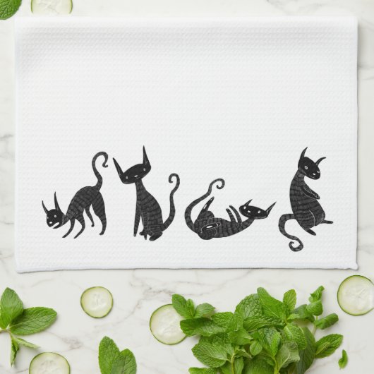 Serviette de chat noir (Plié)