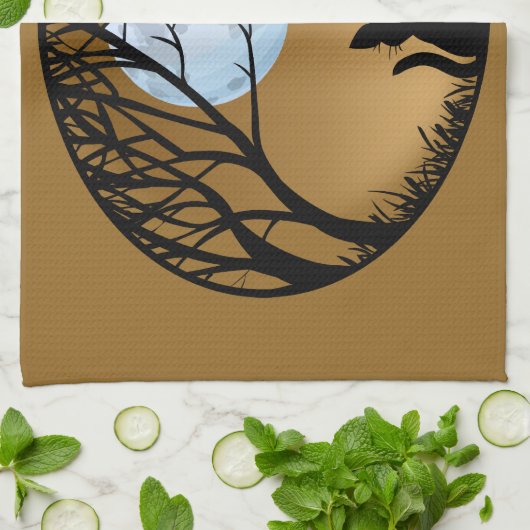 Serviette de chat Noir Chat Art Serviettes de thé  (Plié)