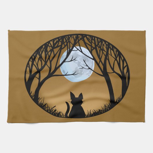 Serviette de chat Noir Chat Art Serviettes de thé  (Horizontal)