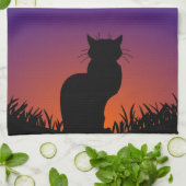 Serviette de chat Noir Chat Art Serviettes de thé (Plié)