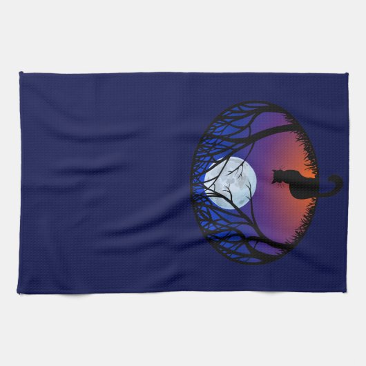 Serviette de chat Noir Chat Art Serviettes de thé  (Horizontal)