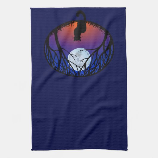 Serviette de chat Noir Chat Art Serviettes de thé  (Vertical)