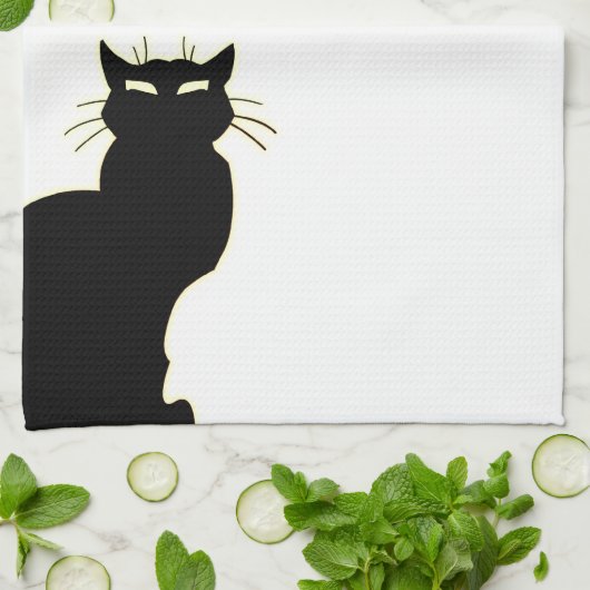 Serviette de chat Noir classique Serviettes de thé (Plié)