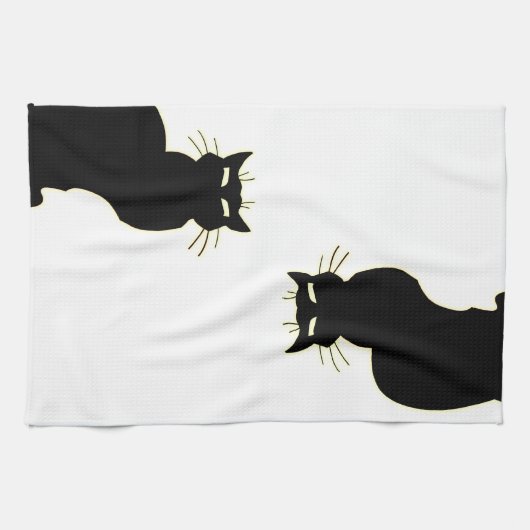 Serviette de chat Noir classique Serviettes de thé (Horizontal)