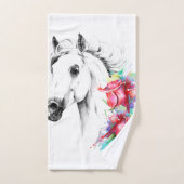 Serviette de cheval élégante garnie de fleurs coul (Serviette à main)