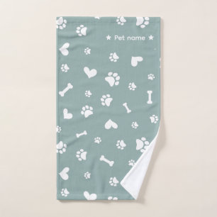 Serviette de chien Empreinte de patte Sage Green