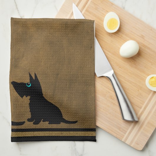 Serviette de chiens noirs (Quart Plié)