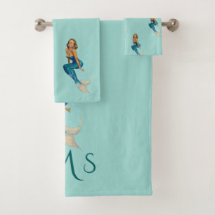 Serviette de choix de monogramme de sirène vintage