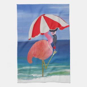 Serviette de cocktail de la plage aux flamants ros