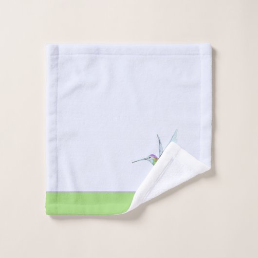 Serviette de colibri vert monogramme (Gant de toilette)