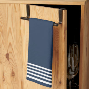 Serviette de cuisine à bandes blanches personnalis