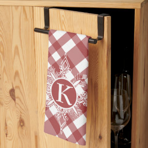 Serviette de cuisine à carreaux avec flocon de nei