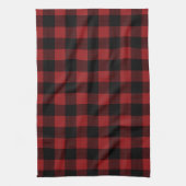 Serviette de cuisine à chèque noir et rouge (Vertical)