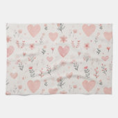 Serviette de cuisine à coeur doux et fleurs (Horizontal)