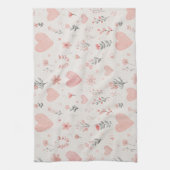 Serviette de cuisine à coeur doux et fleurs (Vertical)