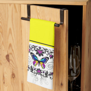 Serviette de cuisine à embellissement papillon