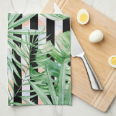 Serviette de cuisine à feuilles tropicales (Quart Plié)