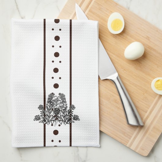 serviette de cuisine à fleurs blanches Relax Cup f (Quart Plié)