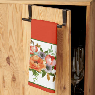 Serviette de cuisine à fleurs en aquarelle douce