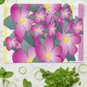 Serviette de cuisine à fleurs numérique rose (Plié)