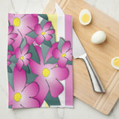 Serviette de cuisine à fleurs numérique rose (Quart Plié)