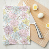 serviette de cuisine à fleurs printanières  (Quart Plié)
