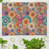 Serviette de cuisine à fleurs rouges (Plié)