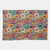 Serviette de cuisine à fleurs rouges (Horizontal)