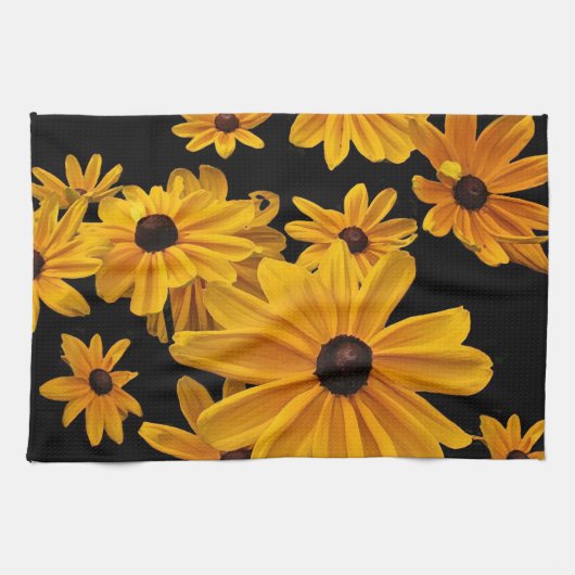 Serviette de cuisine à fleurs Susan à l'oeil noir (Horizontal)
