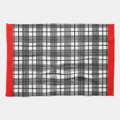 Serviette de cuisine à la frontière rouge noir et (Horizontal)