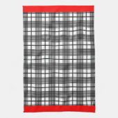 Serviette de cuisine à la frontière rouge noir et (Vertical)