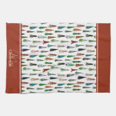 Serviette de cuisine à monogramme avec sapins de N (Horizontal)