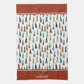 Serviette de cuisine à monogramme avec sapins de N (Vertical)