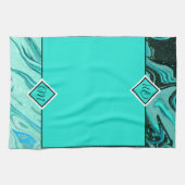 Serviette de cuisine à monogramme en marbre paille (Horizontal)