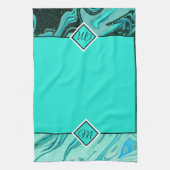 Serviette de cuisine à monogramme en marbre paille (Vertical)