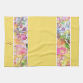 Serviette de cuisine à monogramme floral pastel (Horizontal)