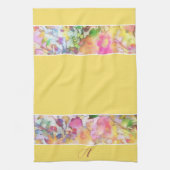 Serviette de cuisine à monogramme floral pastel (Vertical)
