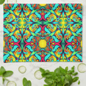 Serviette de cuisine à motif bleu jaune (Plié)